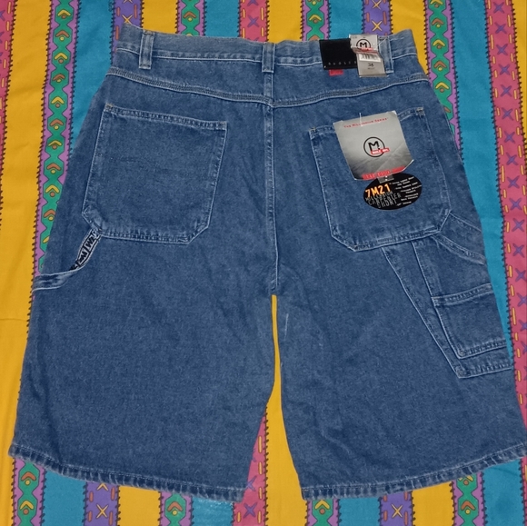 New 1999 Bugle Boy 7M21 Millennium Series Baggy Carpenter Denim Blue Jean Shorts
